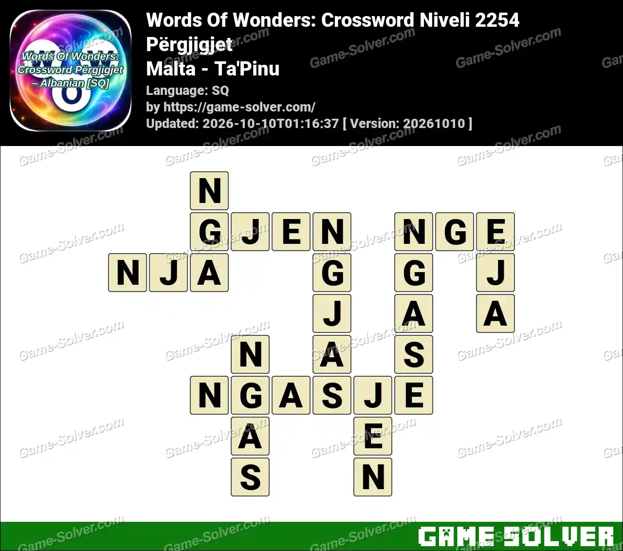 Words Of Wonders: Crossword Niveli 2254 Përgjigjet – Malta – Ta’Pinu